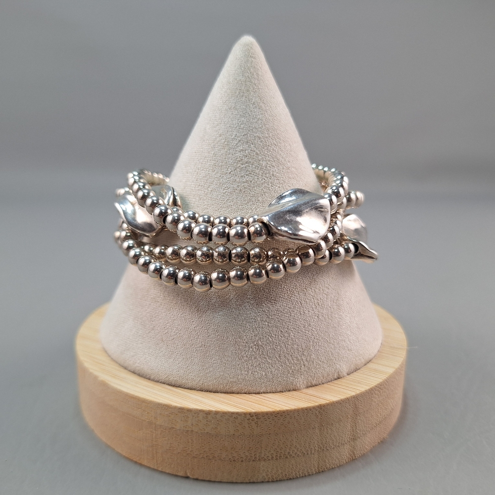 Uno de 50 Silver Plated Tone Bracelet Multistrand Bead Button Plate Beaded